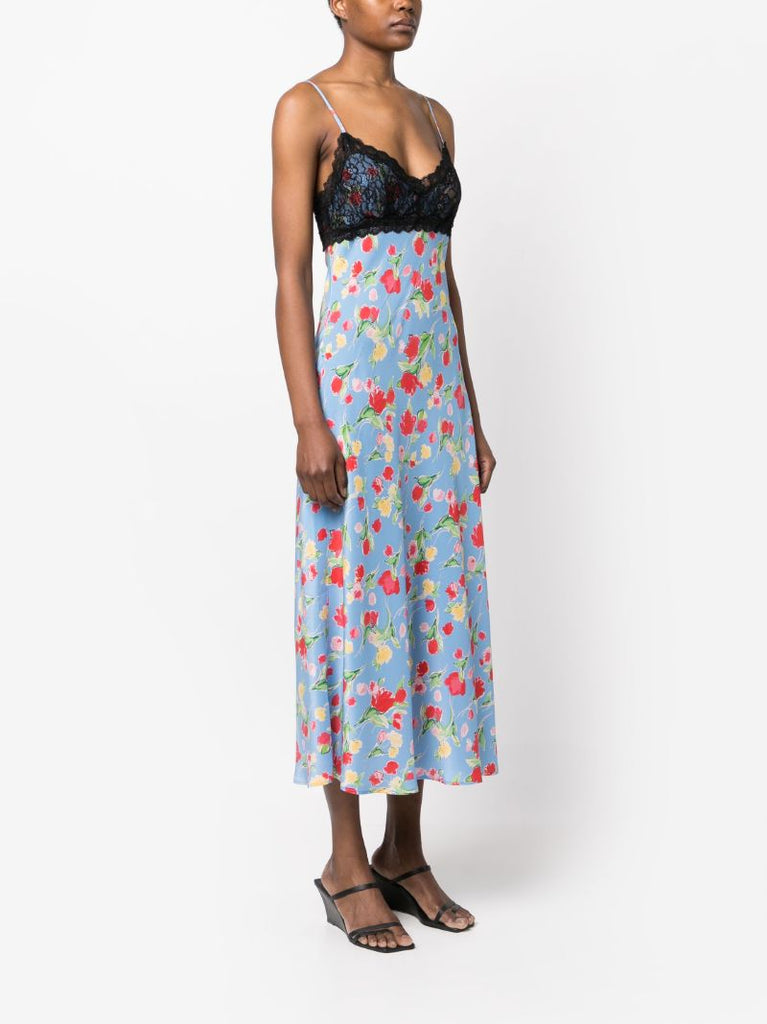 Blue Attiya Floral Print Midi Dress