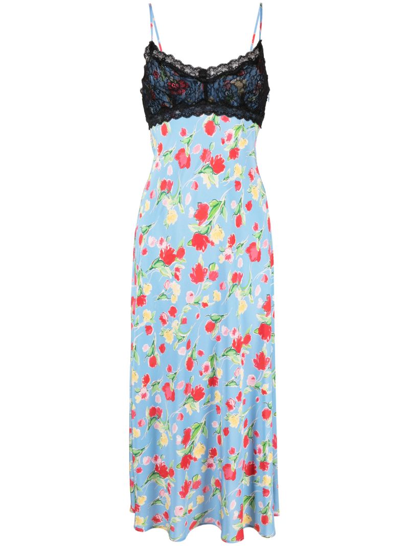 Blue Attiya Floral Print Midi Dress