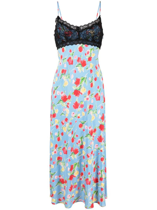 Blue Attiya Floral Print Midi Dress