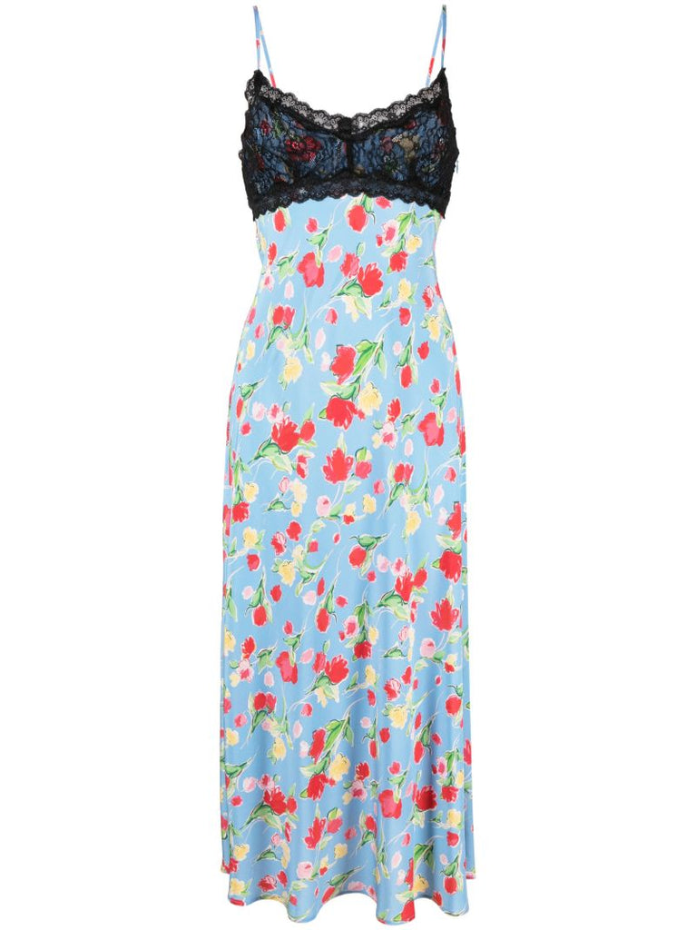 Blue Attiya Floral Print Midi Dress