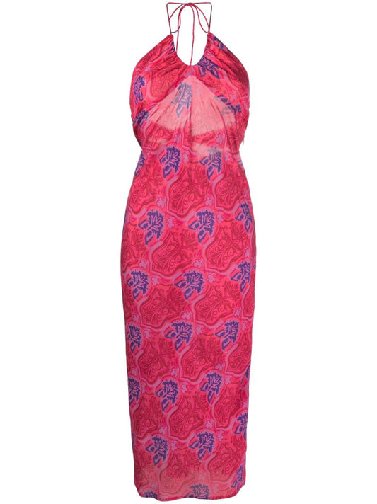 Pink Faro Printed Midi Dress