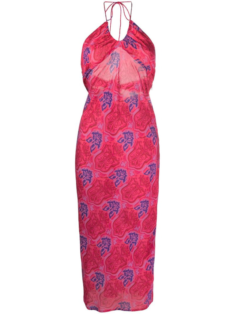 Pink Faro Printed Midi Dress