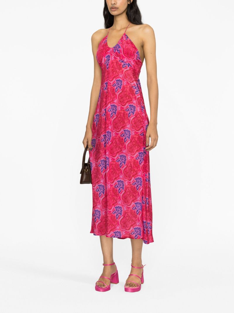 Pink Faro Printed Midi Dress