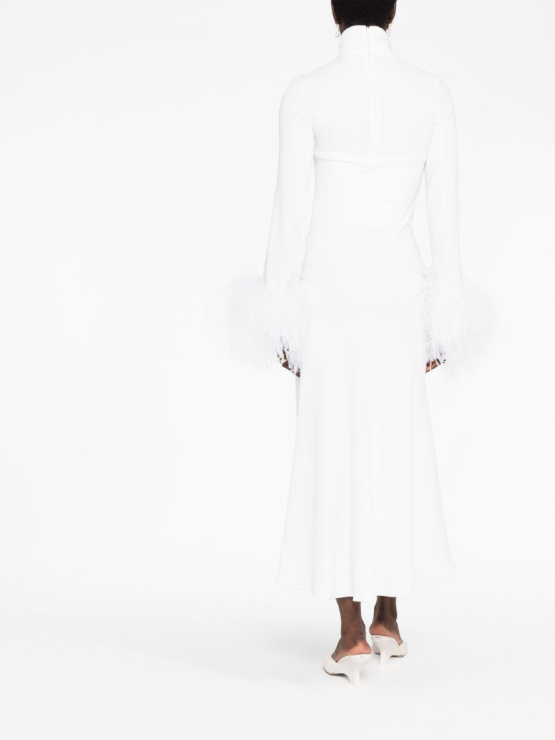 White Odessa Feather Trimmed Dress
