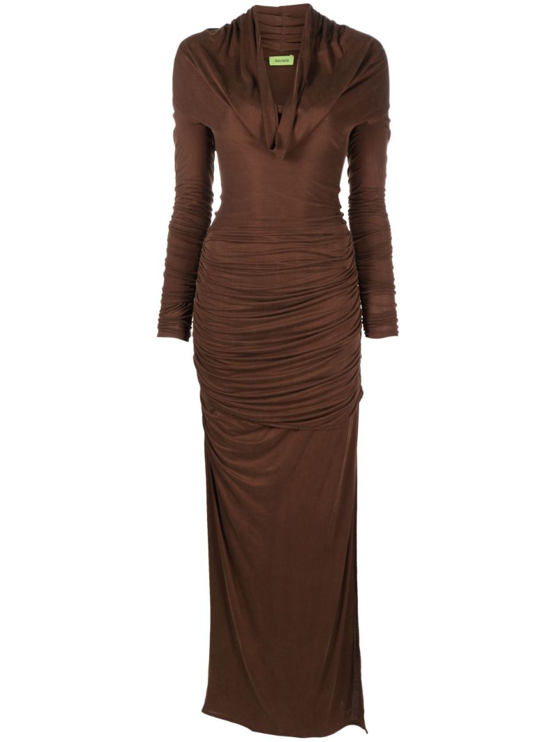 Brown Elos Draped Maxi Dress
