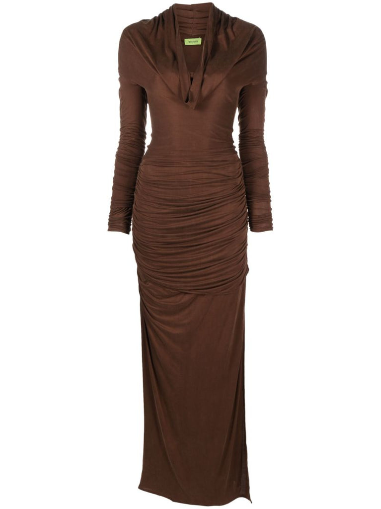 Brown Elos Draped Maxi Dress