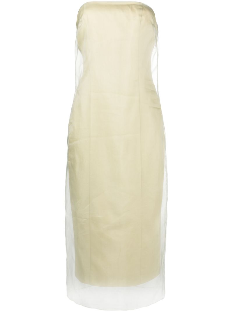 Green Punta Strapless Midi Dress