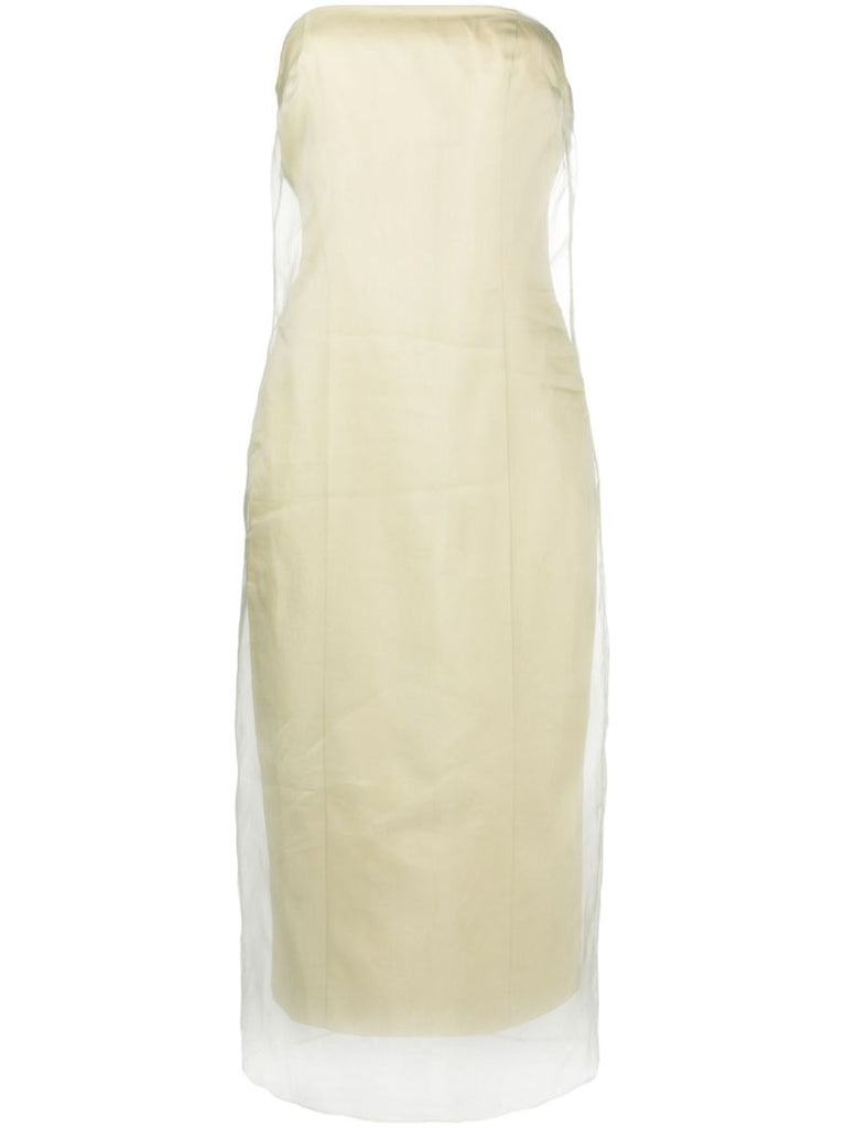 Green Punta Strapless Midi Dress