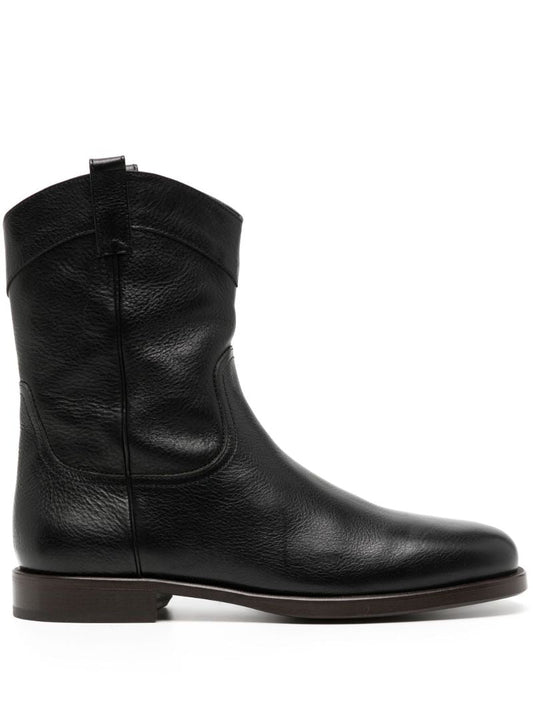 Black Leather Ankle Boots
