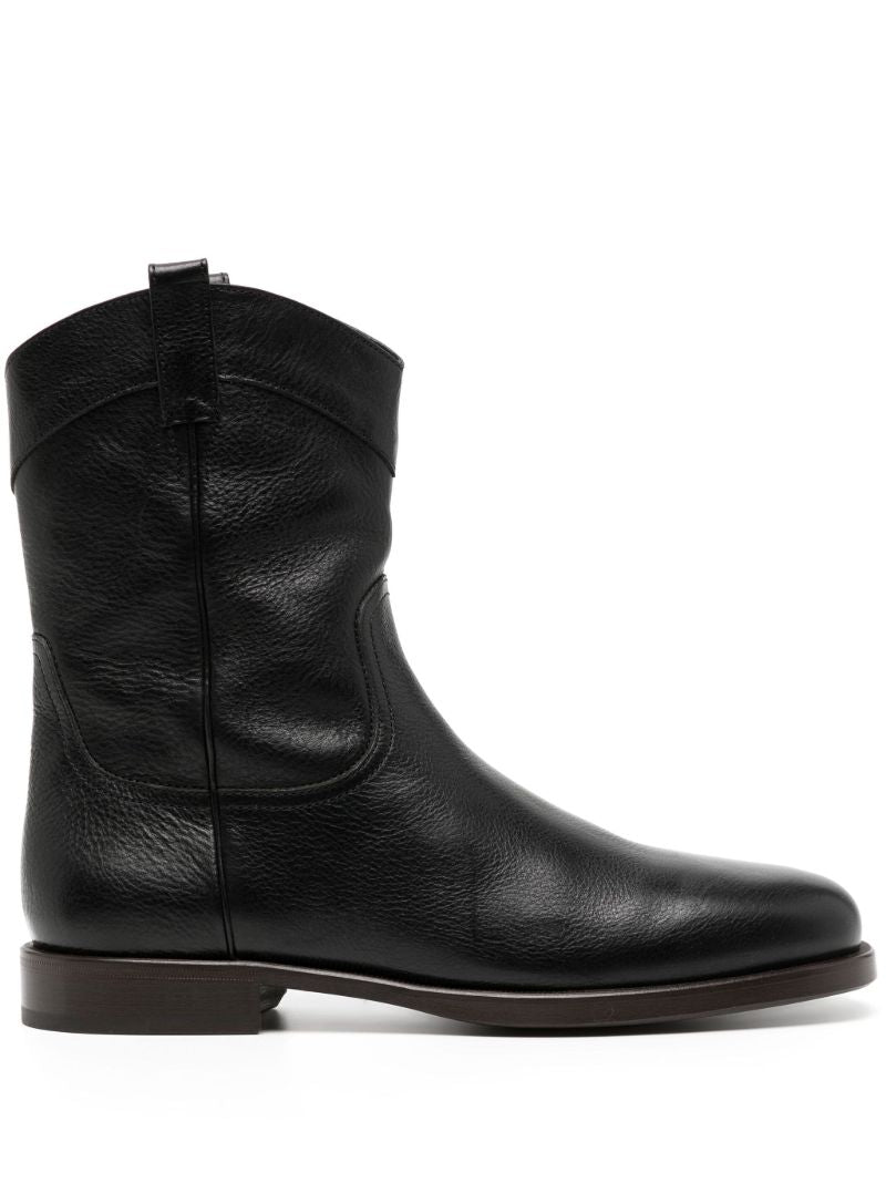 Black Leather Ankle Boots