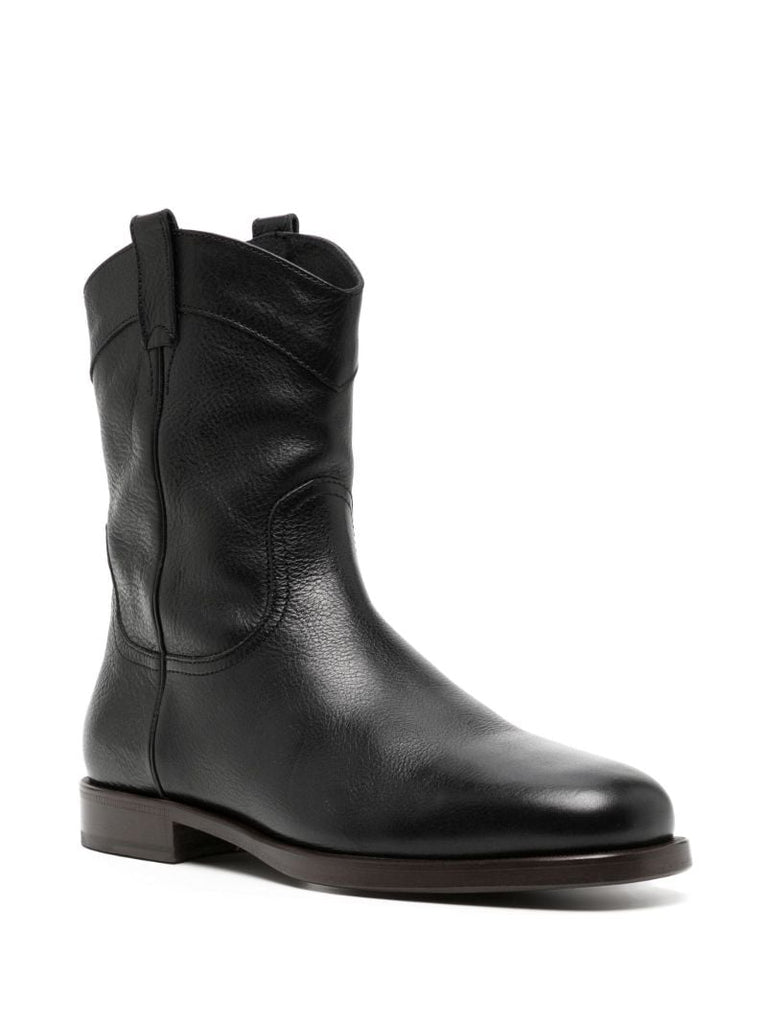 Black Leather Ankle Boots