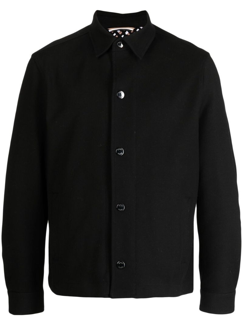 Black Cotton Shirt Jacket