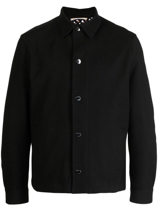Black Cotton Shirt Jacket