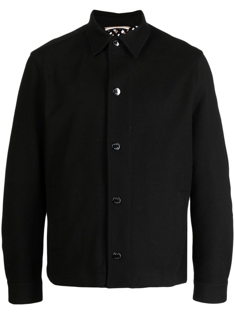 Black Cotton Shirt Jacket