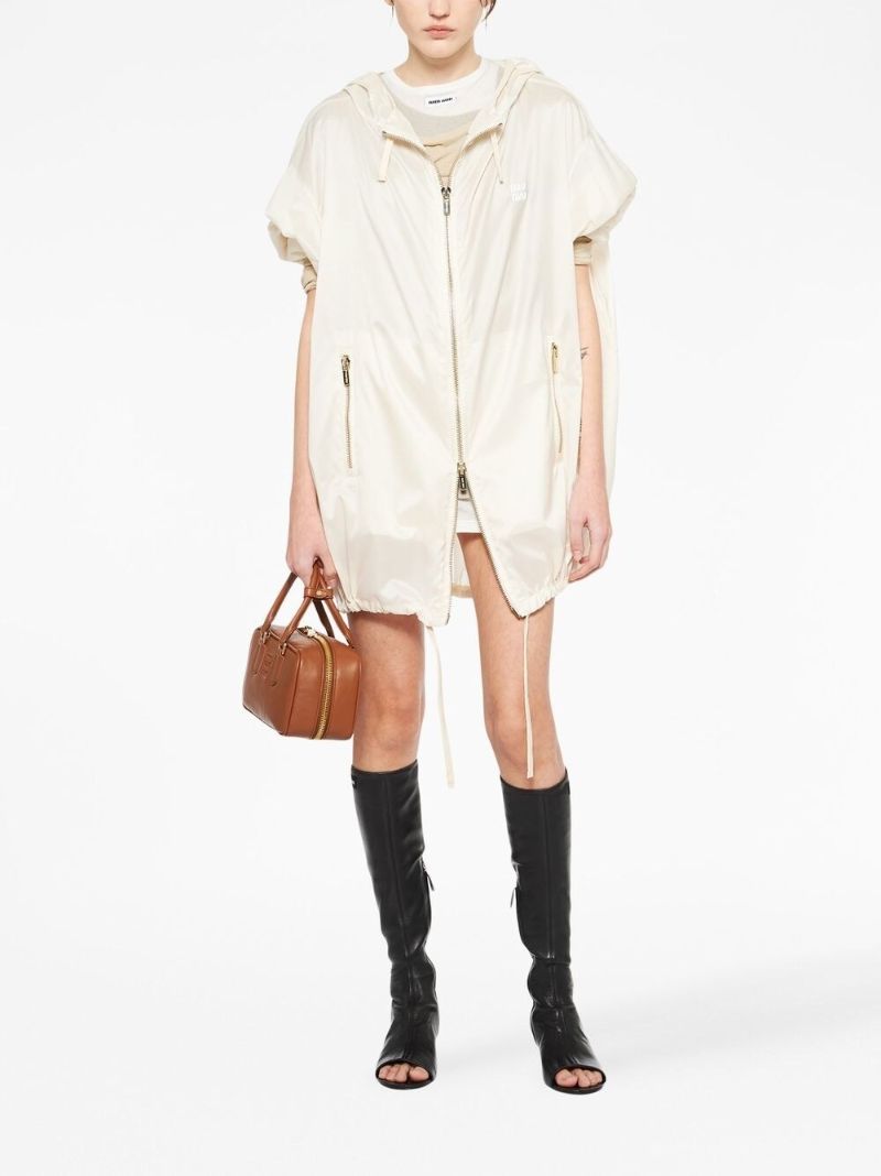 White Silk Metallic Hooded Coat