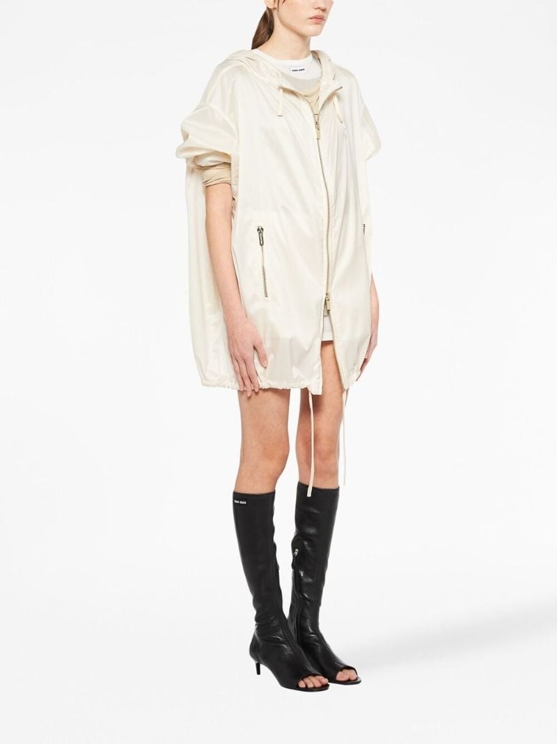 White Silk Metallic Hooded Coat