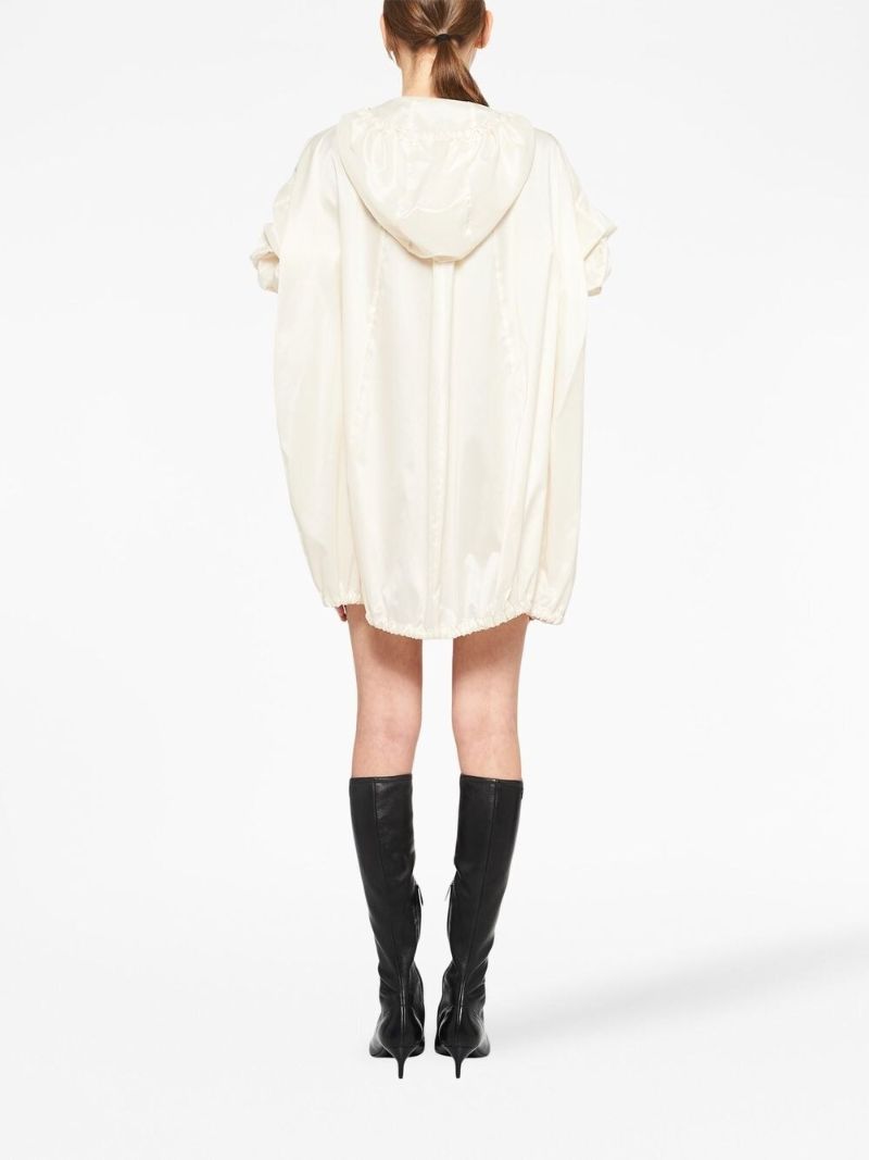 White Silk Metallic Hooded Coat