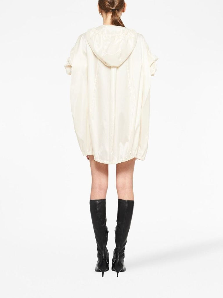 White Silk Metallic Hooded Coat