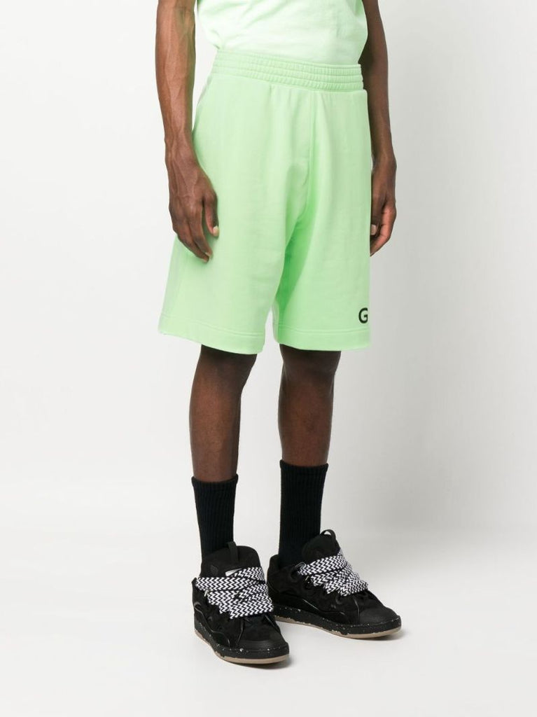 Green Logo Print Track Shorts