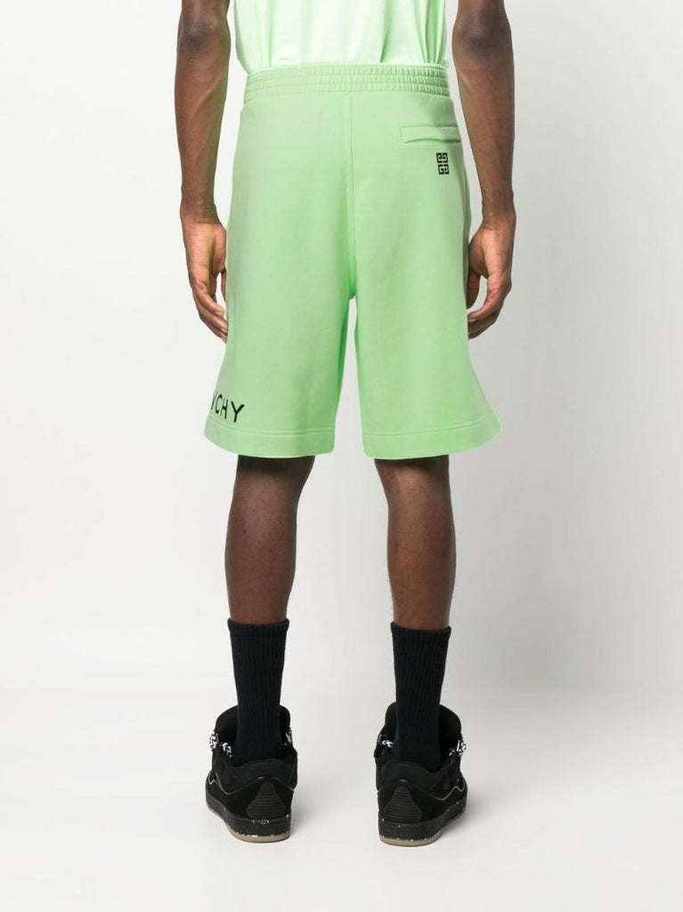 Green Logo Print Track Shorts