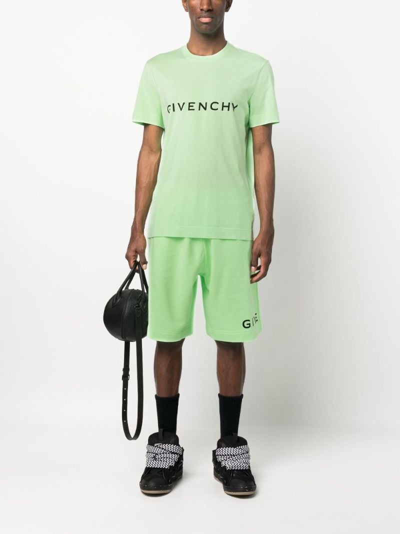 Green Logo Print Track Shorts