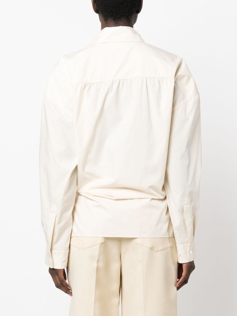 Neutral Draped Cotton Shirt