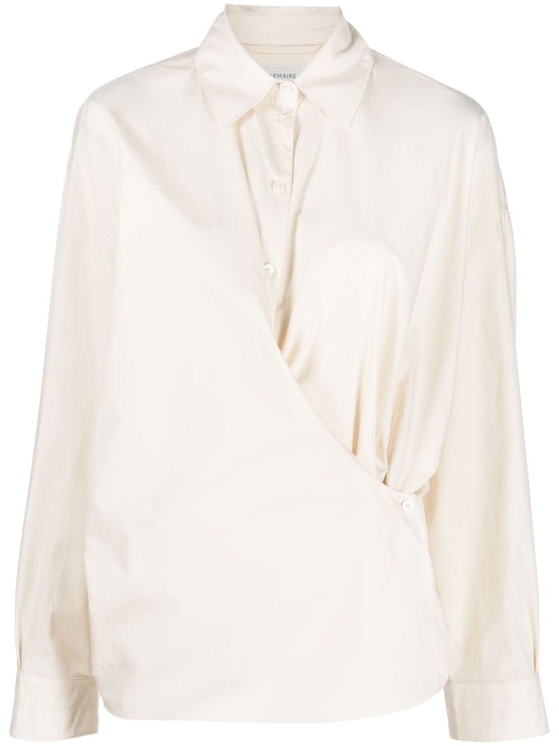Neutral Draped Cotton Shirt