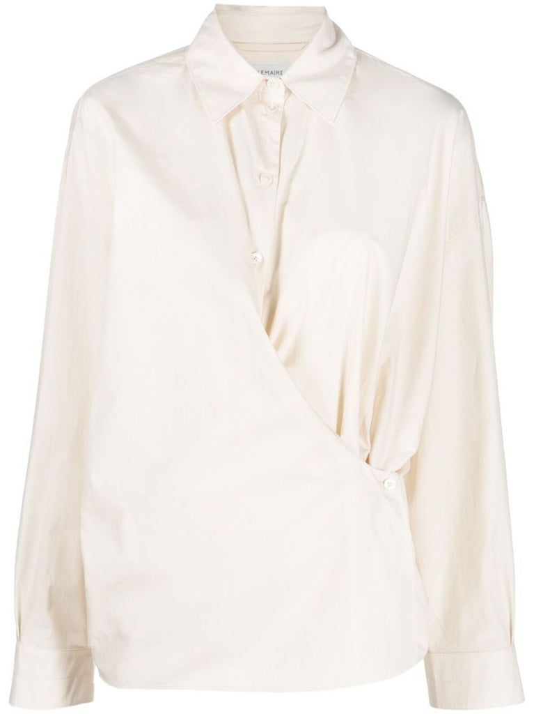 Neutral Draped Cotton Shirt