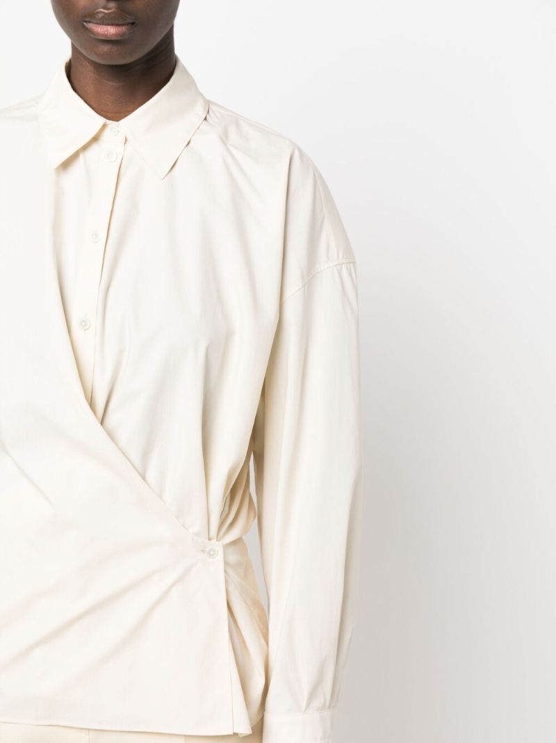 Neutral Draped Cotton Shirt
