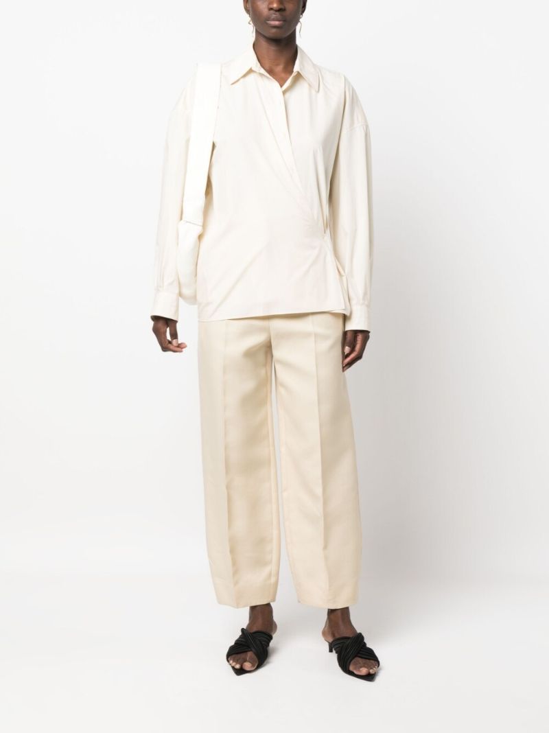 Neutral Draped Cotton Shirt