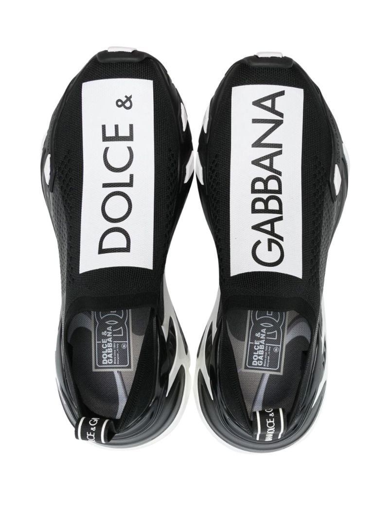 Black Logo Print Panelled Sneakers