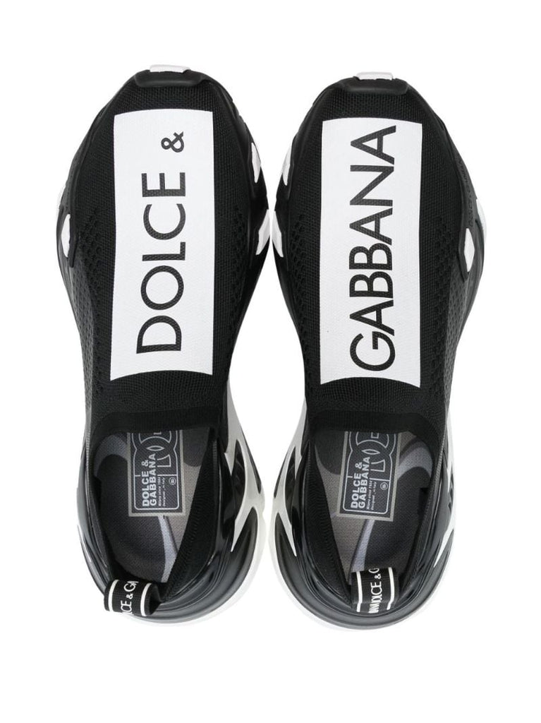 Black Logo Print Panelled Sneakers