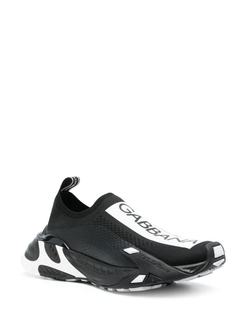 Black Logo Print Panelled Sneakers
