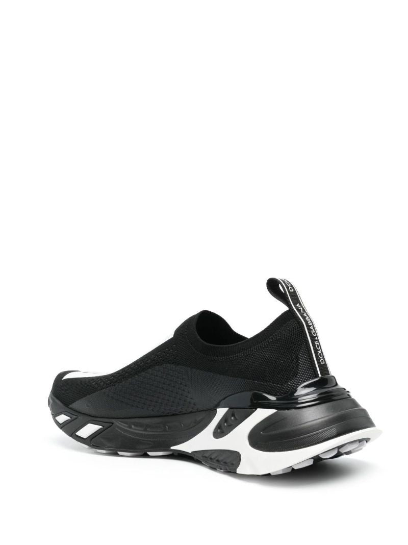 Black Logo Print Panelled Sneakers