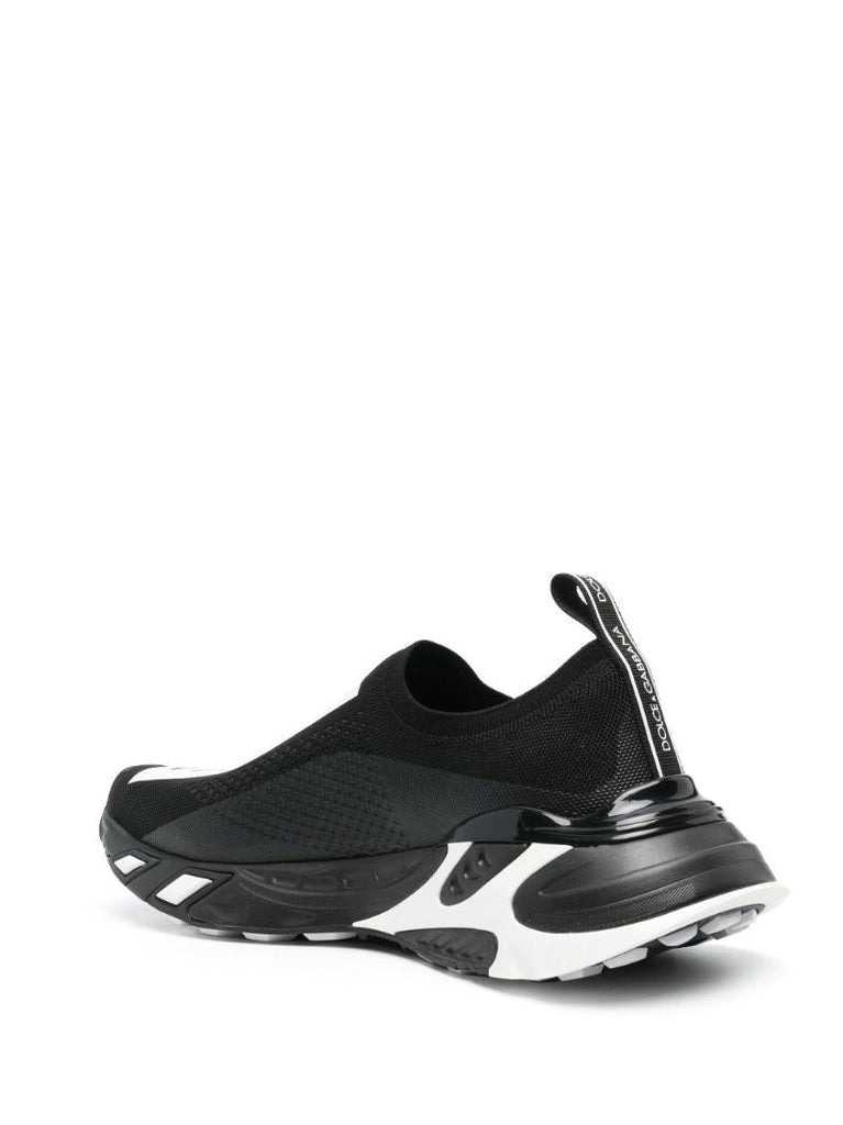 Black Logo Print Panelled Sneakers