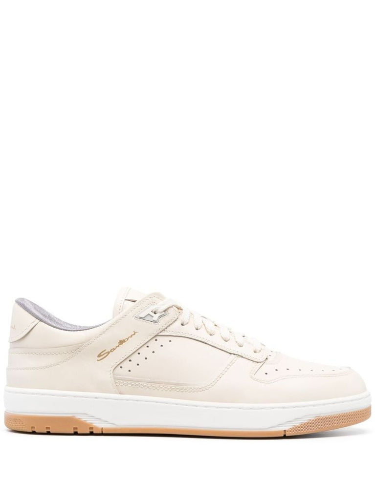 Neutral Leather Low Top Sneakers