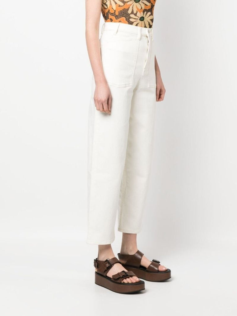 White High Rise Cropped Jeans