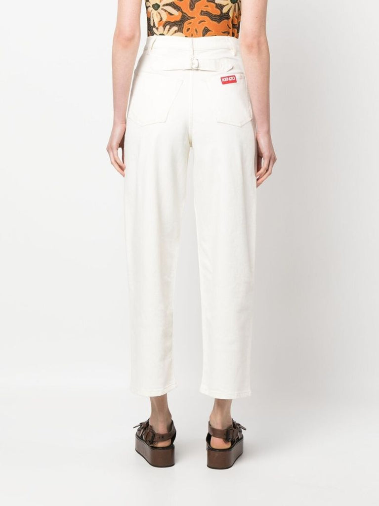 White High Rise Cropped Jeans