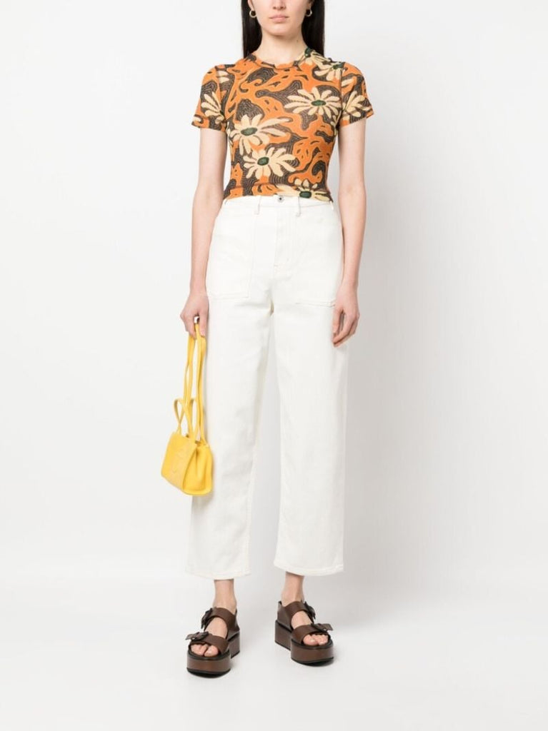 White High Rise Cropped Jeans