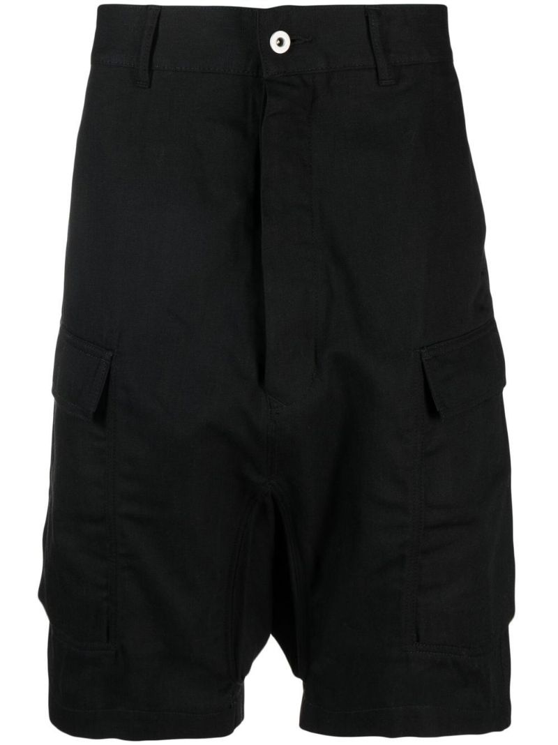 Black Strobe Denim Cargo Shorts