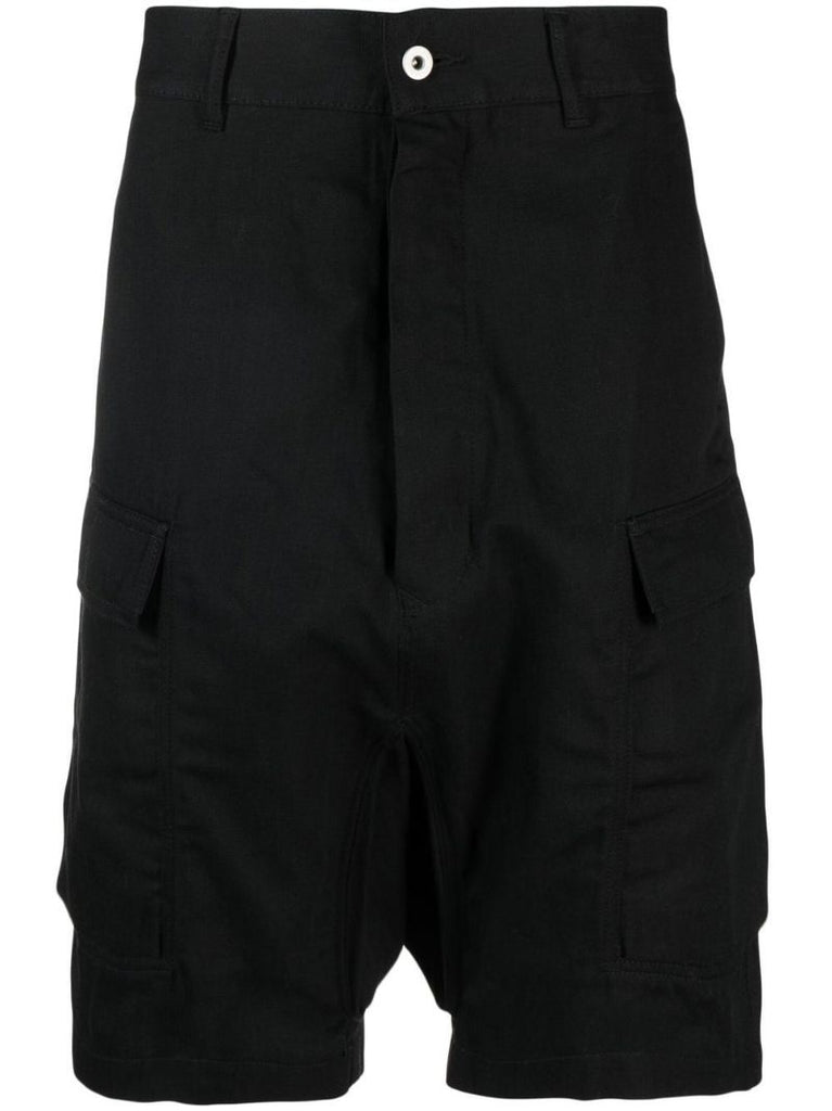 Black Strobe Denim Cargo Shorts