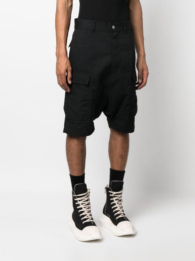 Black Strobe Denim Cargo Shorts