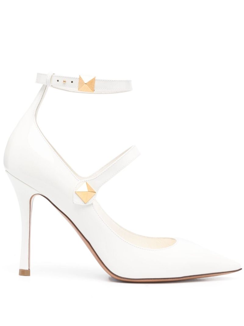 White Belle 100 Leather Rockstud Pumps