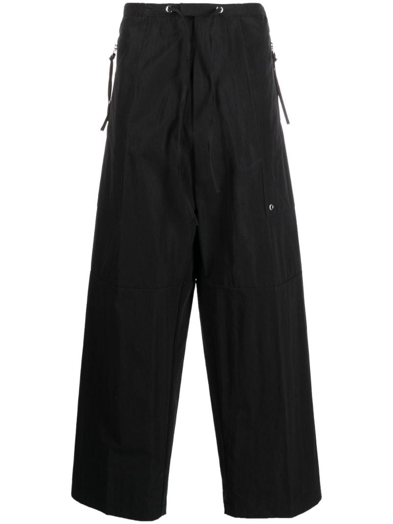Black Zipped Wide-leg Trousers