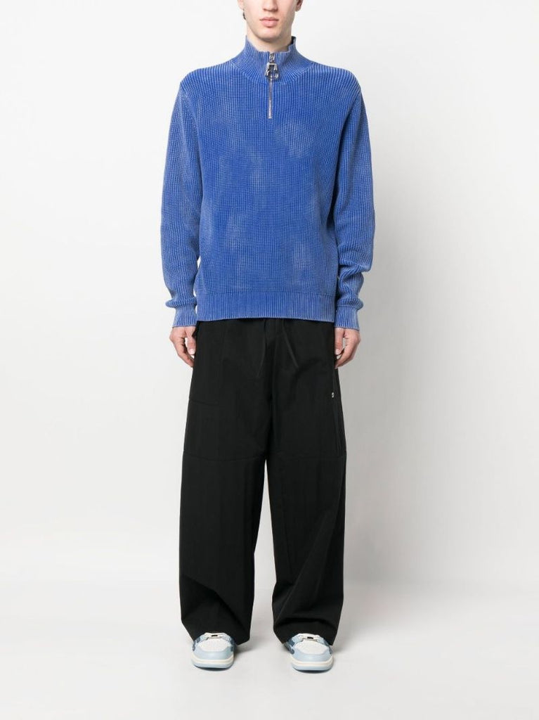 Black Zipped Wide-leg Trousers