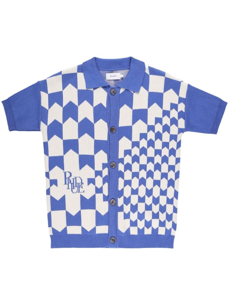 Blue Racing Check-jacquard Top