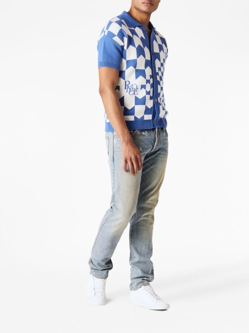 Blue Racing Check-jacquard Top
