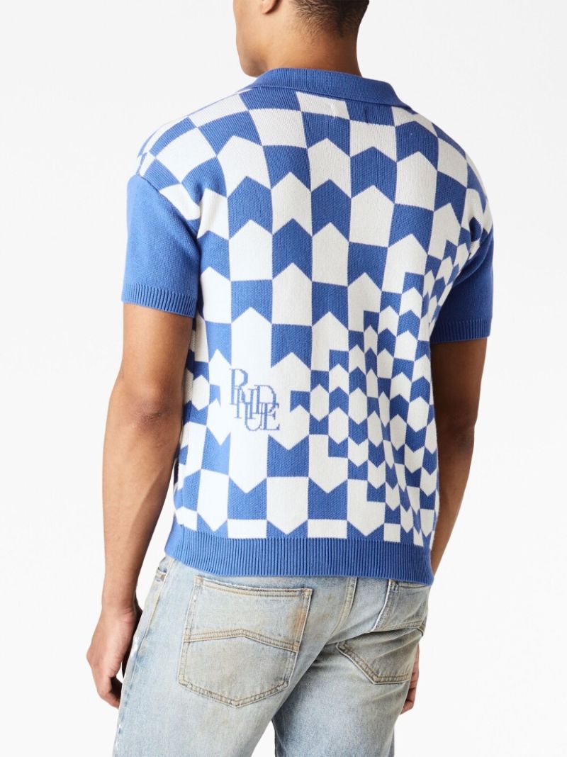 Blue Racing Check-jacquard Top