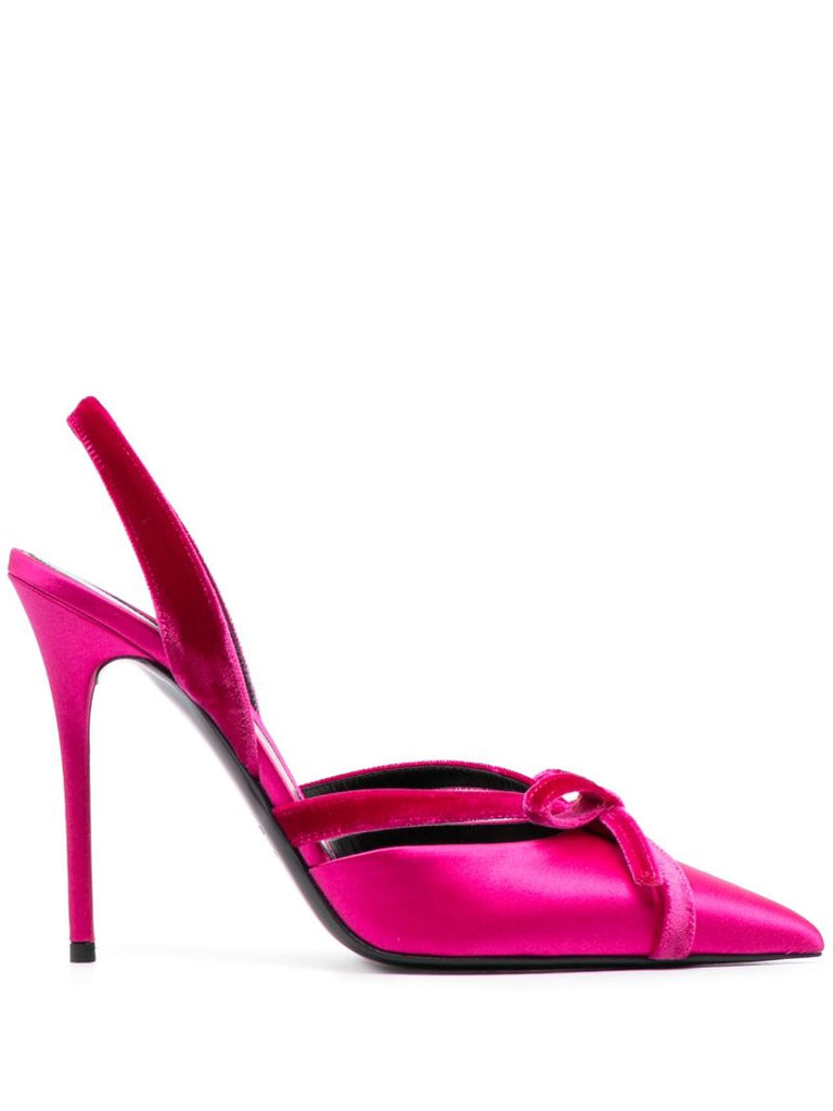 Pink 105 Bow-embellished Slingback Satin Pumps
