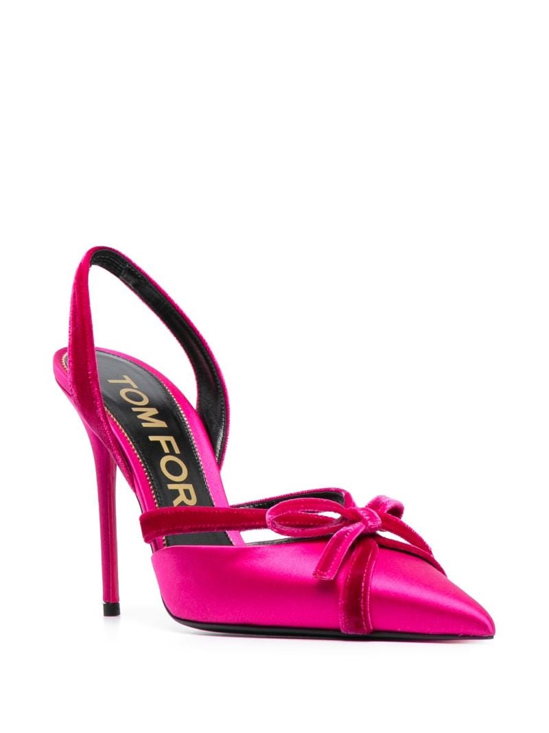Pink 105 Bow-embellished Slingback Satin Pumps